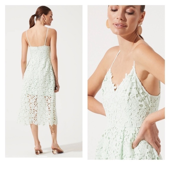 ASTR THE LABEL Revolve The Lace A Line Cocktail Midi Dress Mint Green XS - Picture 3 of 8